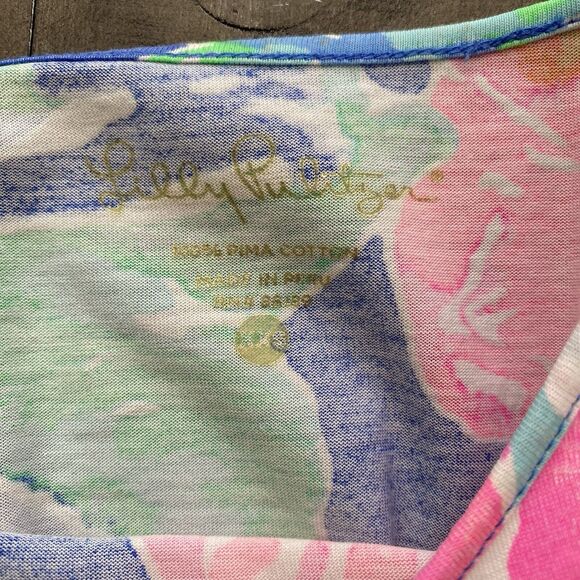 Lilly Pulitzer Sz XXS Marlowe Dress Jungle Utopia Floral‎ Pink 100% Pima Cotton - Picture 6 of 12